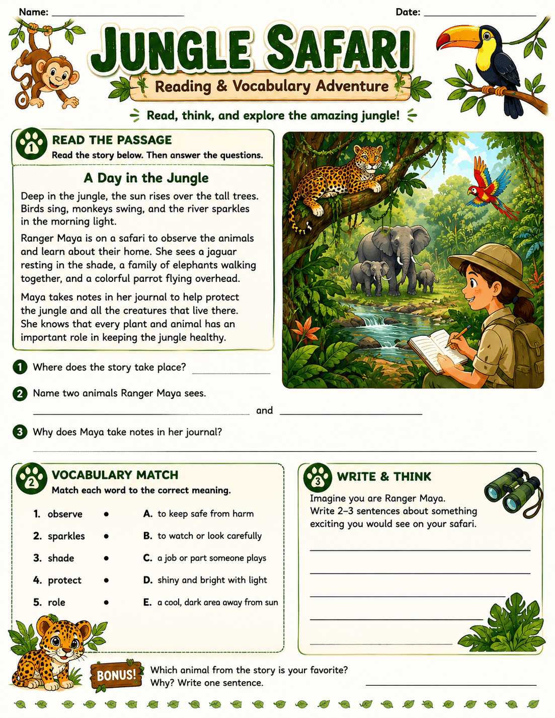 Sample worksheet created by Little Genius AI